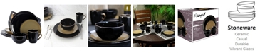Elama Cambridge Grand 16 Piece Dinnerware Set, Black/Warm Taupe